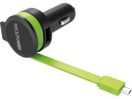 Carregador Auto REALPOWER 257635 (1 USB - 1 MicroUSB - Preto, Verde)