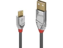 Cabo de Dados LINDY (USB A - Micro USB B - 5 m - Cinzento)