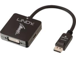 Adaptador HDMI LINDY (DisplayPort - VGA, HDMI e DVI - Preto)