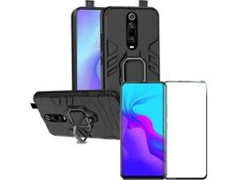 Kit Capa e Película de Vidro Temperado 5D Xiaomi Mi 9T Pro PHONOCARE Militar Preto