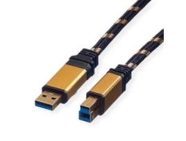 Cabo ROLINE GOLD (USB-A e USB-B - 3m - Preto)