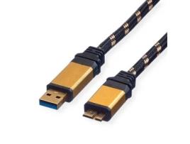 Cabo ROLINE GOLD (USB-A e Micro USB - 2m - Preto)