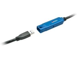 Cabo de Dados LINDY (USB A - 15 m - Preto)