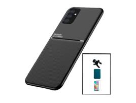 Kit Capa Traseira Magnética Anti Choque + Carteira Magnética Azul + Película de Vidro Temperado Gorilasglass + Suporte Magnético Reforçado para Samsung Galaxy M52 5G
