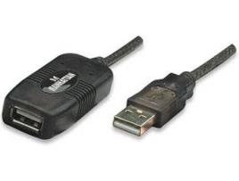 Cabo USB MANHATTAN USB A/USB A 20 m Macho/Fêmea Preto