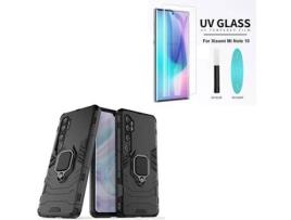 Kit Capa e Película de Vidro Nano Curved UV Xiaomi Mi Note 10 PHONOCARE Militar Preto