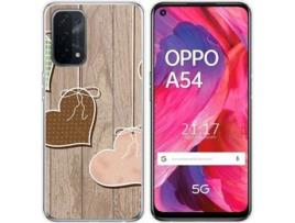 Capa Oppo A54 5G / A74 5G TUMUNDOSMARTPHONE Corações Madeira
