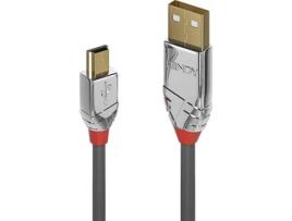 Cabo de Dados LINDY (USB A - Mini USB B - 7.5 m - Cinzento)