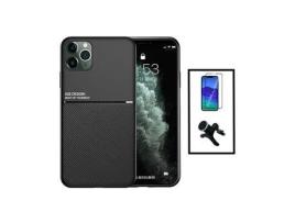 Kit Capa Traseira Magnética Anti Choque + Película de Vidro Temperado Gorilasglass + Suporte Magnético com Pernas para Iphone 14 Pro Preto