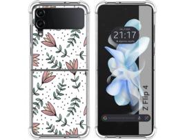 Capa para Samsung Galaxy Z Flip4 5G TUMUNDOSMARTPHONE Desenhos Anti Golpes Flores 01 Multicor