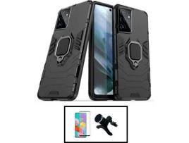 Kit Capa Militar Magnética + Película + Suporte Magnético Samsung Galaxy S22 Ultra 5G G4M Preto