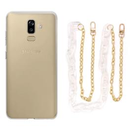 Capa Cristal com cordão corrente branco para Samsung Galaxy J6 Plus