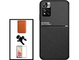 Kit Capa Magnética Anti Choque + Carteira + Película Xiaomi Poco X4 Pro 5G G4M Preto