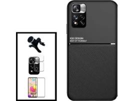 Kit Capa Magnética Anti Choque + Película + Suporte Carro Xiaomi Redmi Note 11E Pro G4M Preto