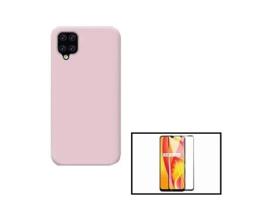 Kit Película de Vidro Temperado Gorilasglass + Capa Proteção Traseira Silicone para Samsung Galaxy M42 5G Rosa