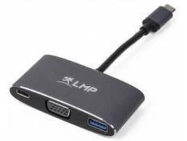 Adaptador LMP (USB-C - VGA, USB e USB-C - 20 cm - Preto)