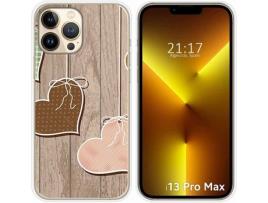 Capa iPhone 13 Pro Max (6.7) TUMUNDOSMARTPHONE Corações Madeira Desenhos Multicor