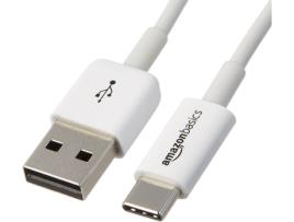 Cabo de Dados AMAZONBASICS (USB-C - USB A - 1.8 m - Branco)