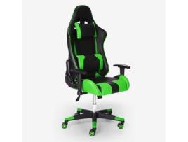 Cadeira gaming ergonómica com apoios de braços e almofadas ajustáveis Adelaide Emerald