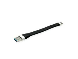 Cabo ROLINE (USB-A e USB-C - 0.11m - Preto)