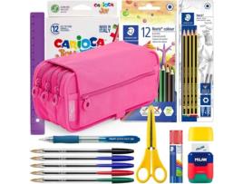 Estojo Escolar COLEPACK Basic (Poliéster - 22 x 11 x 9 cm - Rosa)