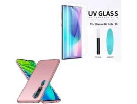 Kit Capa, Película de Vidro Nano Curved UV e Suporte Magnético Auto Xiaomi Mi Note 10 Pro PHONOCARE SlimShield Rosa