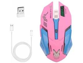 Rato Gaming, 7 Cores Rato Ótico Retroiluminado Para Jogos Usb Ergonómico Com Fios, 2400 Dpi E 6 Botões 4 Disparos Com Receptor Nano Para Computador/Win/Mac/Linux/Andriod/Ios, Rosa.