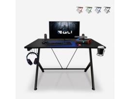 Secretária gaming pc suporte ergonómico gestão de cabos suporte de auscultadores portabebidas 110x70cm Trust in game