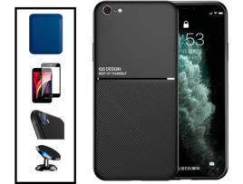 Kit Capa Magnética Anti Choque + Carteira + Película iPhone SE 2022 G4M Preto