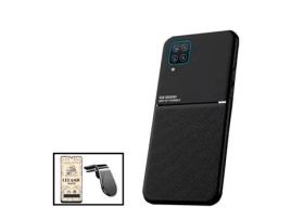 Kit Capa Traseira Magnética Anti Choque + Vidro Temperado Ceramica Full Cover + Suporte Magnético L Safe Driving para Samsung Galaxy A12 Nacho