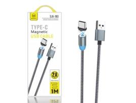 Cabo Usb Type-C Sjx 183 para Samsung Galaxy A13 5G Magnético | Rotação 360º | 1M 2A Cinzento