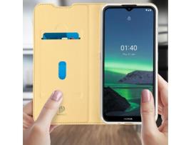 Capa Fólio Dux Ducis para Nokia 1.4 Da Serie Pro Espaço de Armazenamento Dourado