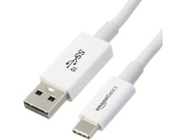 Cabo de Dados AMAZONBASICS (USB-C - USB A - 90 cm - Branco)