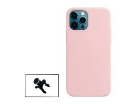 Kit Suporte Magnético com Pernas + Capa Proteção Traseira Silicone para Iphone 13 Pro Rosa