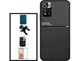 Kit Capa Magnética Anti Choque + Carteira + Película Xiaomi Poco X4 Pro 5G G4M Preto