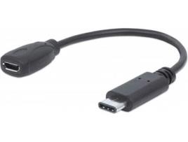 Cabo USB MANHATTAN USB C/Micro-USB B 0.15 m Macho/Fêmea Preto