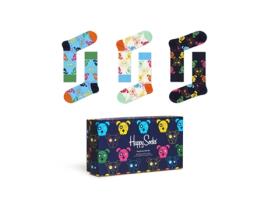 Pack de 3 Meias HAPPY SOCKS Gift Box 41/46 EU  (Algodão - Azul)