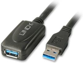 Cabo de Dados LINDY (USB A - 5 m - Preto)