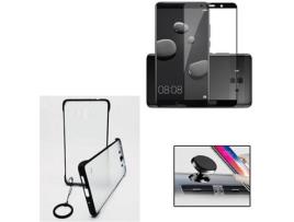 Kit Capa, Película de Vidro Temperado 5D e Suporte Magnético Auto Huawei Mate 10 PHONOCARE Naked Transparente