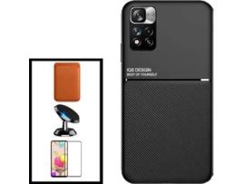 Kit Capa Magnética Anti Choque + Carteira + Película Xiaomi Poco X4 Pro 5G G4M Preto