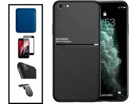 Kit Capa Magnética Anti Choque + Carteira + Película iPhone SE 2022 G4M Preto