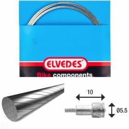 Elvedes 1x19 Wires Stainless Slick With V-nipple 5.5×10 Brake Cable Prateado 2250 mm