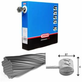 Elvedes 7x7 Wires Stainless With T-nipple 7×6 Brake Cable 100 Units Prateado 2250 mm