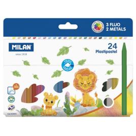 Milan Case 24 Waxes Pastel Plastic Colors Colorido