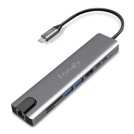 Fonex 8 In 1 Usb C Hub Prateado