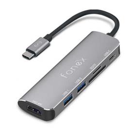 Fonex 6 In 1 Usb C Hub Prateado