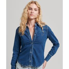 Superdry Vintage Denim Western Shirt Azul XS Mulher