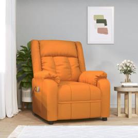 vidaXL Poltrona de massagens reclinável tecido amarelo