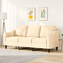 vidaXL Sofá de 3 lugares tecido 180 cm cor creme