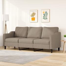 vidaXL Sofá de 3 lugares tecido 210 cm cinzento-acastanhado